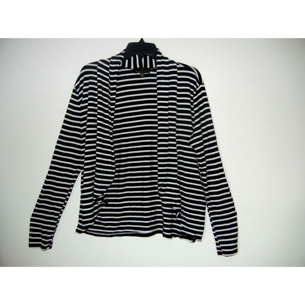 Fenn Wright Manson Women's Open Front Cardigan Size M Black White Striped